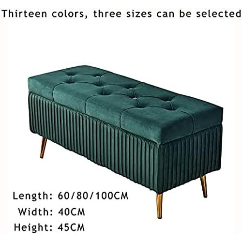 【並行輸入品】 WENWENLEE Velvet Upholstered Storage Bench， Living Room Entry Sh