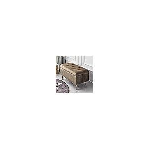 【並行輸入品】 WENWENLEE Velvet Upholstered Storage Bench， Living Room Entry Sh