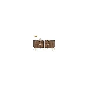 【並行輸入品】 Sscaktu Nightstand Set of 2， Fluted Night Stand with 2 Drawers，