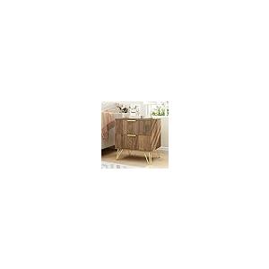 【並行輸入品】 Sscaktu Nightstand Set of 2， Fluted Night Stand with 2 Drawers，