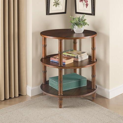 【並行輸入品】 3 Tier Solid Wood Round End Table， Sofa Side Table with Open Sto_1