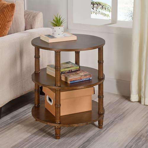 【並行輸入品】 3 Tier Solid Wood Round End Table， Sofa Side Table with Open Sto_7