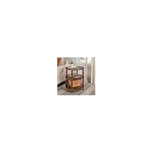 【並行輸入品】 3 Tier Solid Wood Round End Table， Sofa Side Table with Open Sto_8