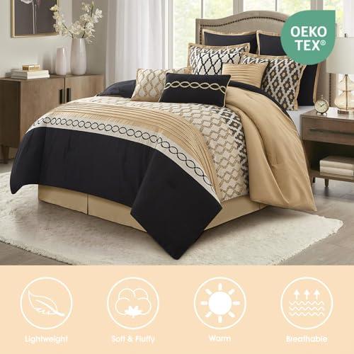 【並行輸入品】 LANCO MODERN LIFESTYLE Queen Comforter Set， Black Gold， 10 Piece_4
