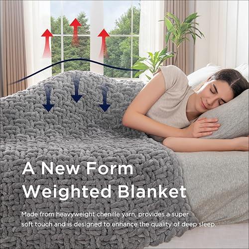 【並行輸入品】Maetoow ハンドメイド7ポンドソフトニット加重ブランケット、40 x 60インチ 通気性 チャンキーニット 重力ブランケット_4