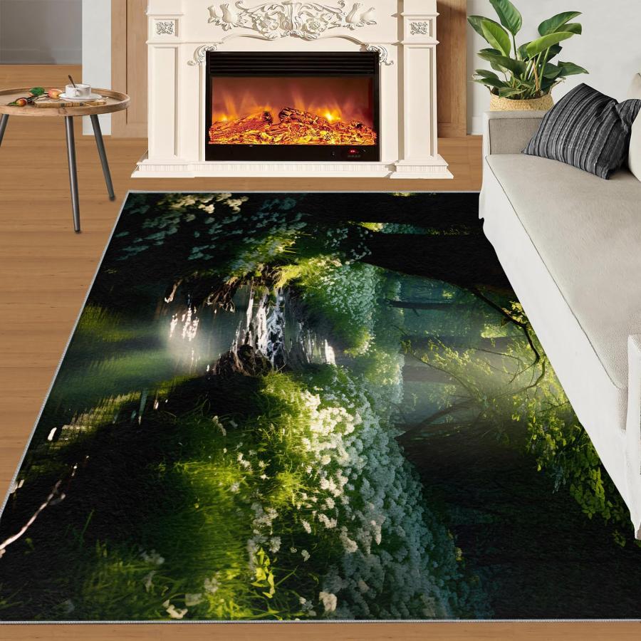 並行輸入品】 Forest Rugs for Living Room Natural Scenery Home