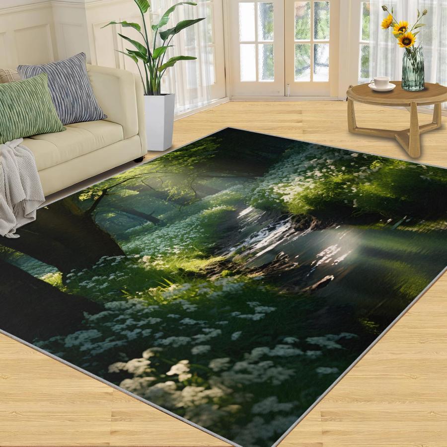 並行輸入品】 Forest Rugs for Living Room Natural Scenery Home