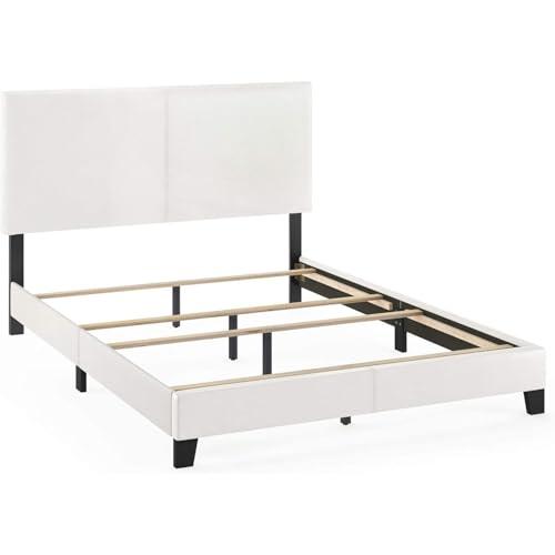 【並行輸入品】 Maykoosh King Bed Frame Upholstered Black PU Leather Platform Be