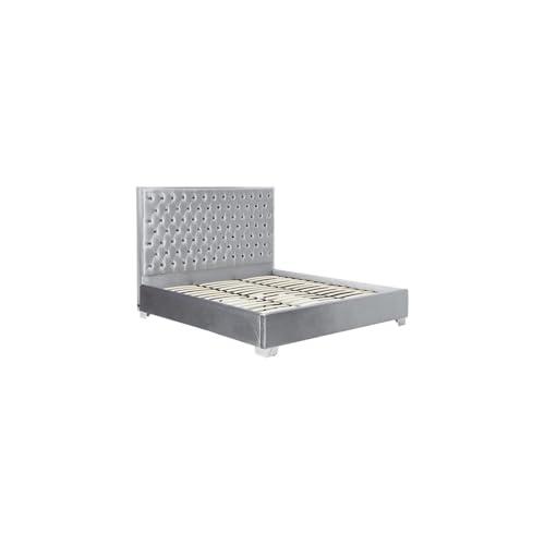 【並行輸入品】 HomeStock Velvet Upholstered Bed with Stainless Steel Frame   Moの画像