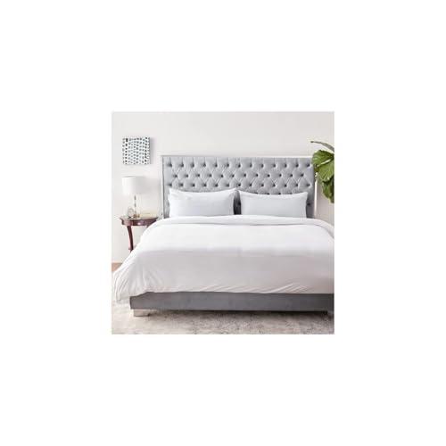 【並行輸入品】 HomeStock Velvet Upholstered Bed with Stainless Steel Frame   Moの画像