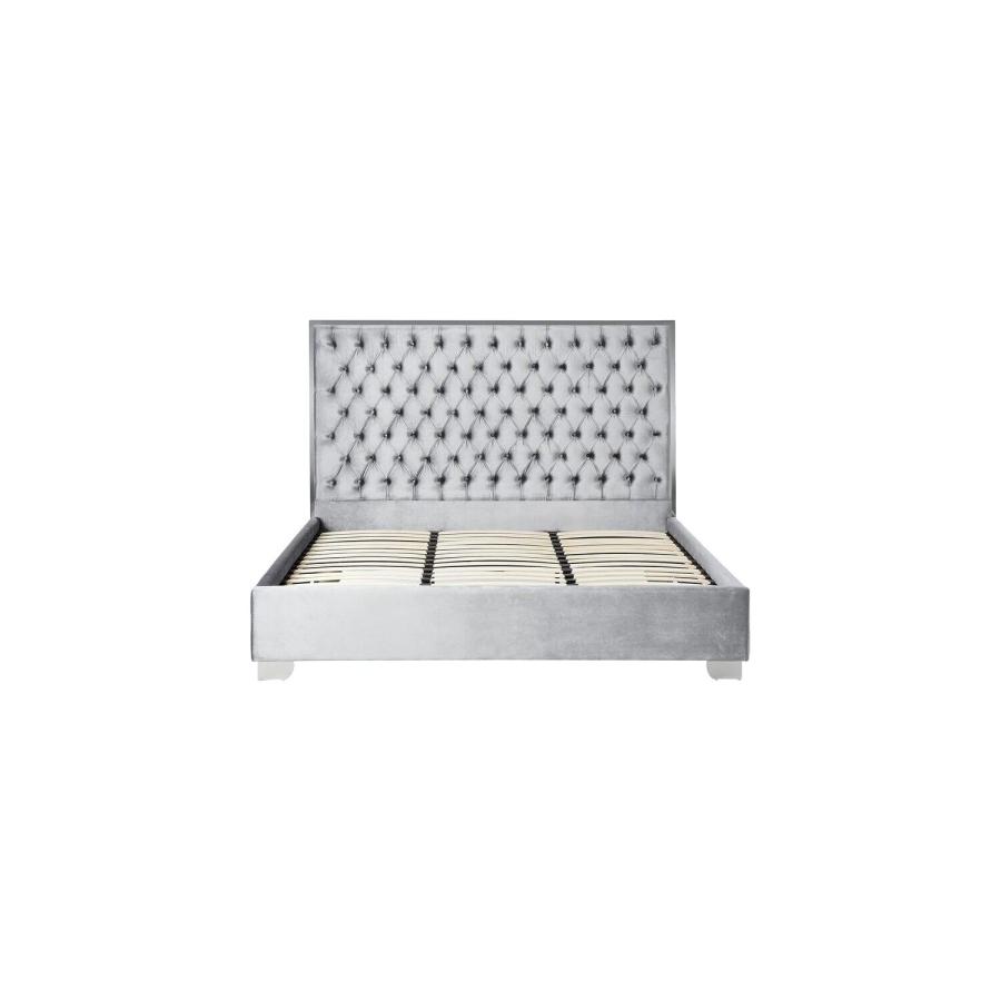 【並行輸入品】 HomeStock Velvet Upholstered Bed with Stainless Steel Frame   Moの画像