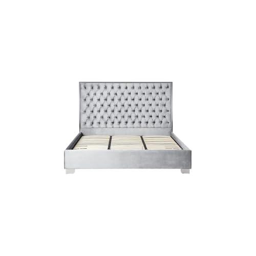 【並行輸入品】 HomeStock Velvet Upholstered Bed with Stainless Steel Frame   Moの画像