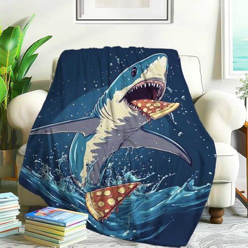 【並行輸入品】 KozaHopa Shark Eating Pizza Blanket， Warm and Lightweight Fleece_1