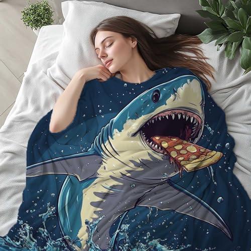 【並行輸入品】 KozaHopa Shark Eating Pizza Blanket， Warm and Lightweight Fleece_4