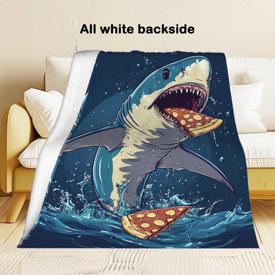 【並行輸入品】 KozaHopa Shark Eating Pizza Blanket， Warm and Lightweight Fleece_6