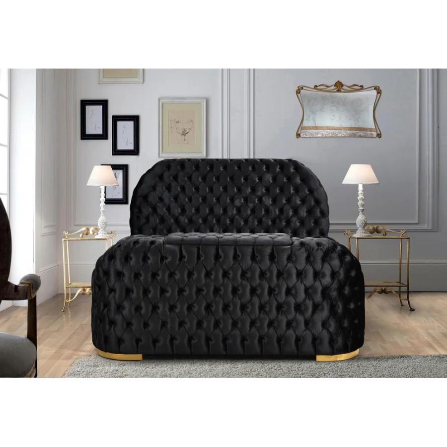 【並行輸入品】 First of a Kind Leon Velvet Queen Bed Frame with TV Stand \u0026 Fireの画像