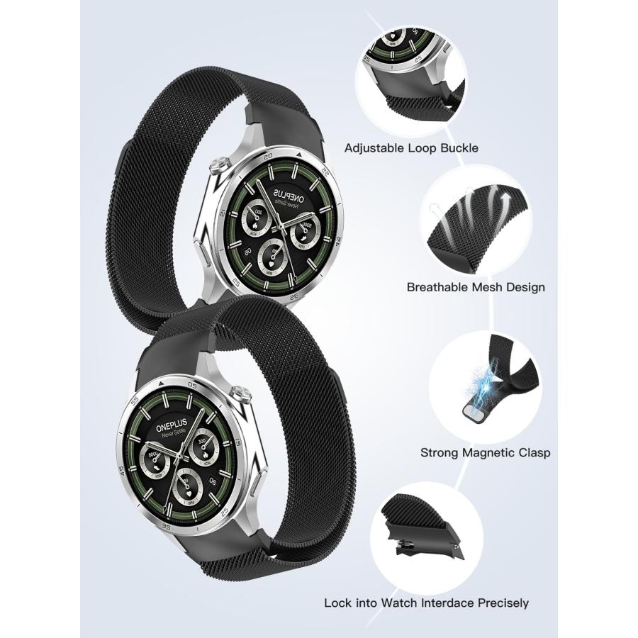 【並行輸入品】YANMONGI OnePlus Watch 3用メタル交換用バンド、ステンレススチールブレスレット交換用メッシュメタルリストバンの画像