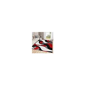 【並行輸入品】 Modern Rugs for Living Room Abstract Rug， 5x8 Rug， Red Black W_2