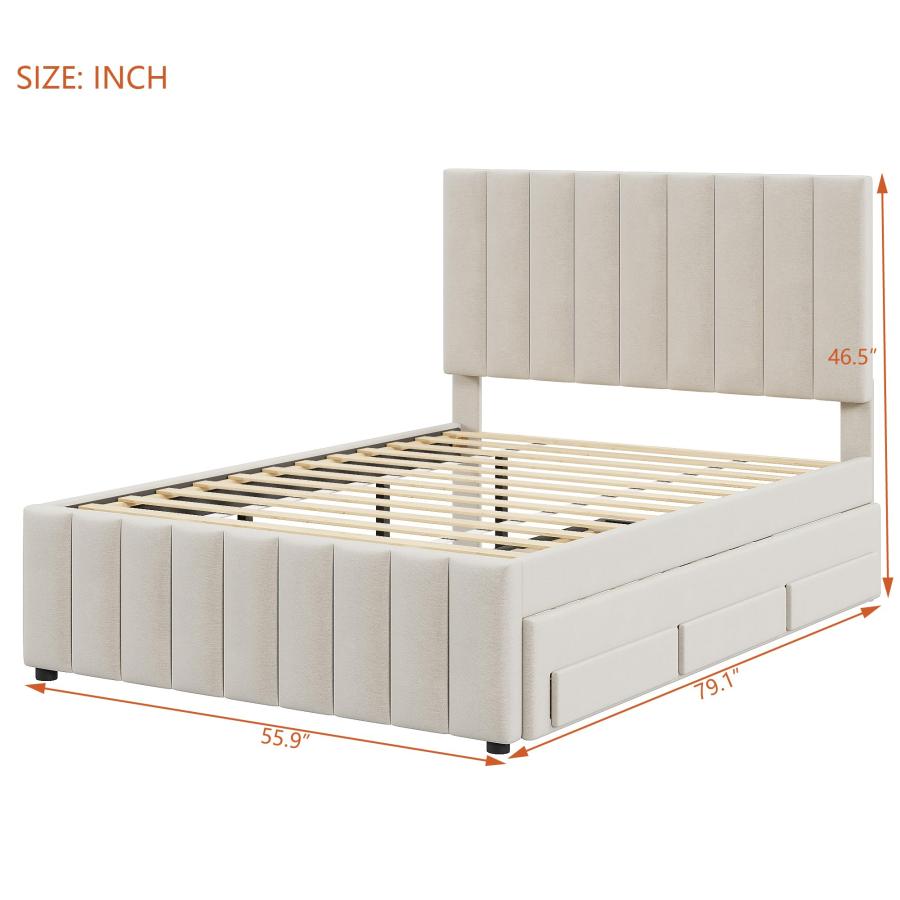 【並行輸入品】 Merax Full Size Bed Frame with Twin Size Trundle and 3 Drawers，_3