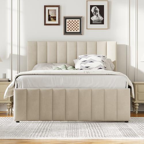 【並行輸入品】 Merax Full Size Bed Frame with Twin Size Trundle and 3 Drawers，_7