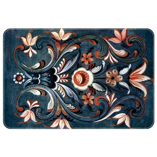 【並行輸入品】 Norwegian Rosemaling Folk Style Bath Rugs Absorbent Non Slip Doo_1