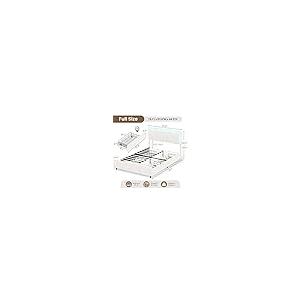 【並行輸入品】 Full Size Upholstered LED Bed Frame with Adjustable Chic Petal H_5