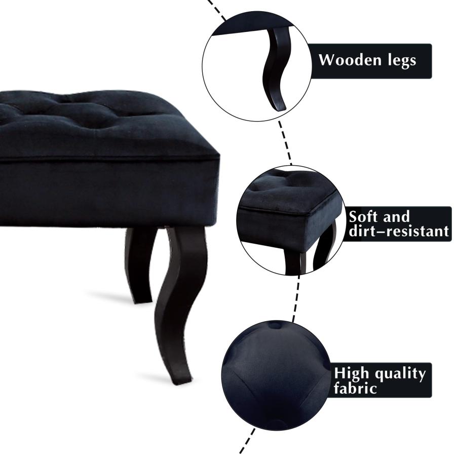 【並行輸入品】 JHY DESIGN Dutch Velvet Ottoman Bench 40" L End of Bed Bench wit_6