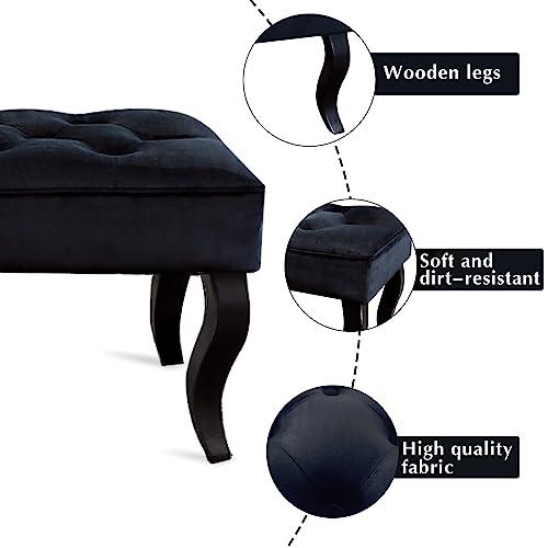 【並行輸入品】 JHY DESIGN Dutch Velvet Ottoman Bench 40" L End of Bed Bench wit_7