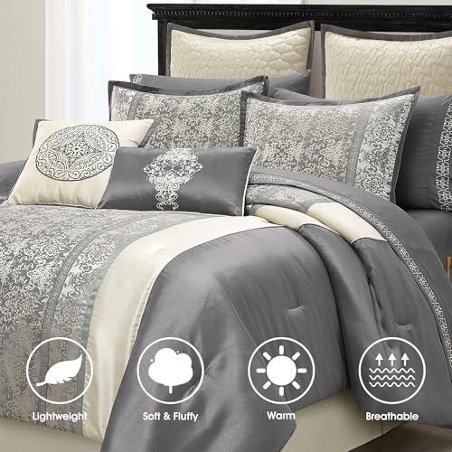【並行輸入品】 LANCO MODERN LIFESTYLE Comforter Set， Queen Size， Grey Beige， Tr_4