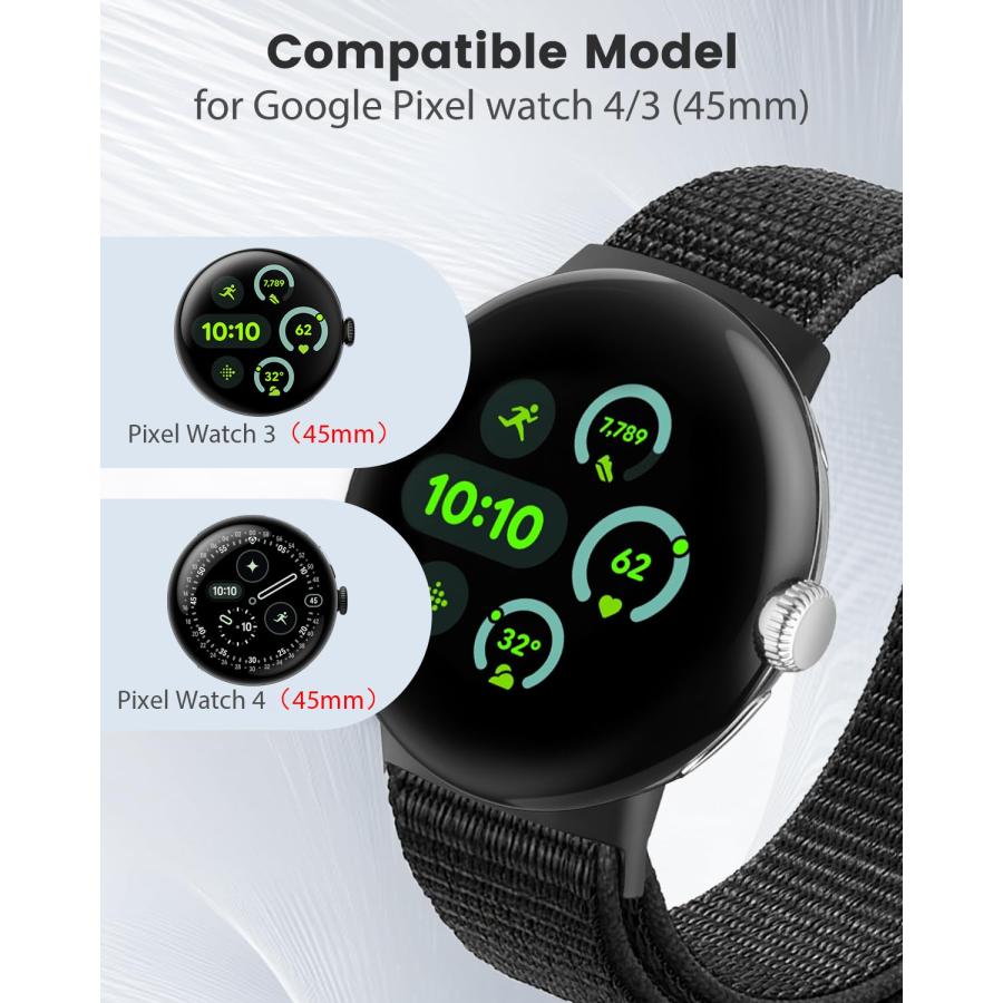 【並行輸入品】BlackPro Google Pixel Watch 3 45mm 41mmバンド 調節可能な通気性スポーツストラップ Goog_3