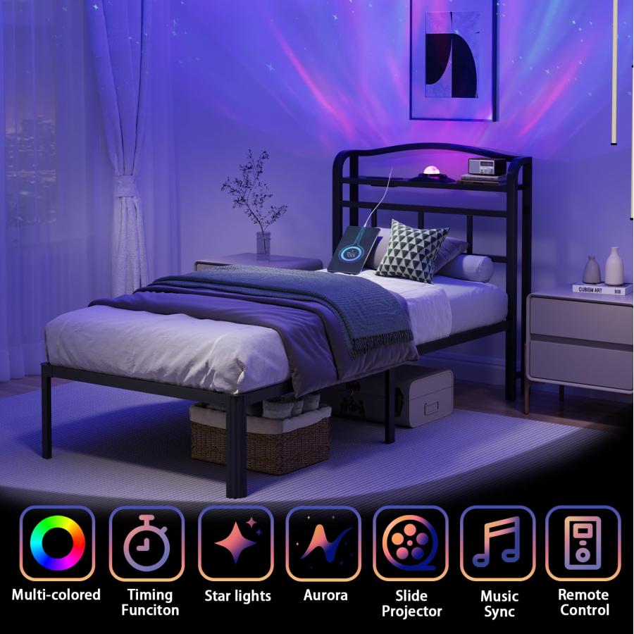 並行輸入品】 Snaye14 Inch Twin Bed Frame, Heavy Duty Bedframe with
