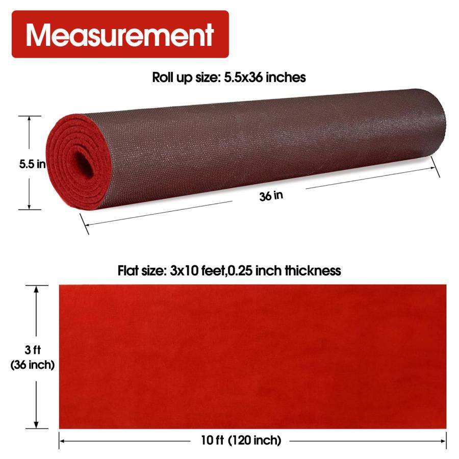 【並行輸入品】 Non Slip Rubber Backed Red Carpet Runner for Weddings & Events_3