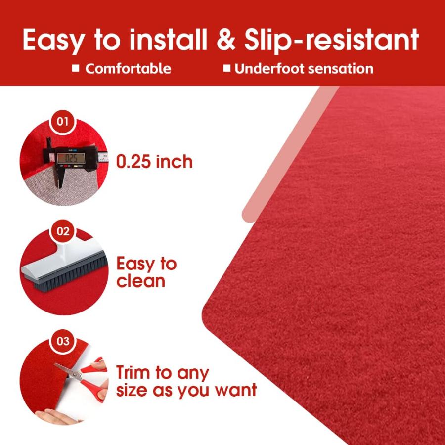【並行輸入品】 Non Slip Rubber Backed Red Carpet Runner for Weddings & Events_6