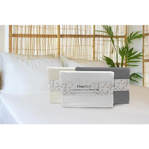 【並行輸入品】 One Bed Cool Lazy Bamboo Viscose Sheet Set， (King， Stone)_1