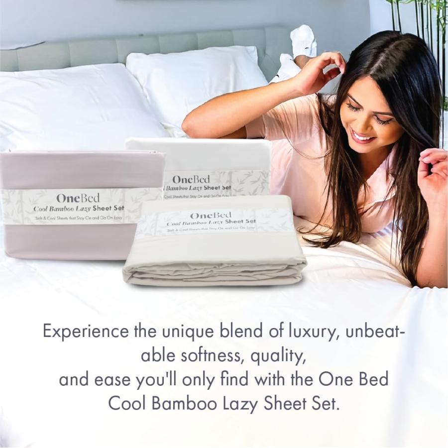 【並行輸入品】 One Bed Cool Lazy Bamboo Viscose Sheet Set， (King， Stone)_9