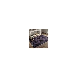 【並行輸入品】 Gothic Black Cat Area Rug 3x4 ft Witchy Lavender Floral Bedroo