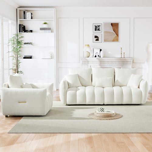 【並行輸入品】 2 Piece Teddy Living Room Sofa Set， Comfy Boucle Cloud 3 Seater_4