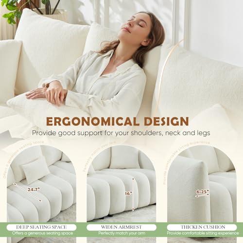 【並行輸入品】 2 Piece Teddy Living Room Sofa Set， Comfy Boucle Cloud 3 Seater_7