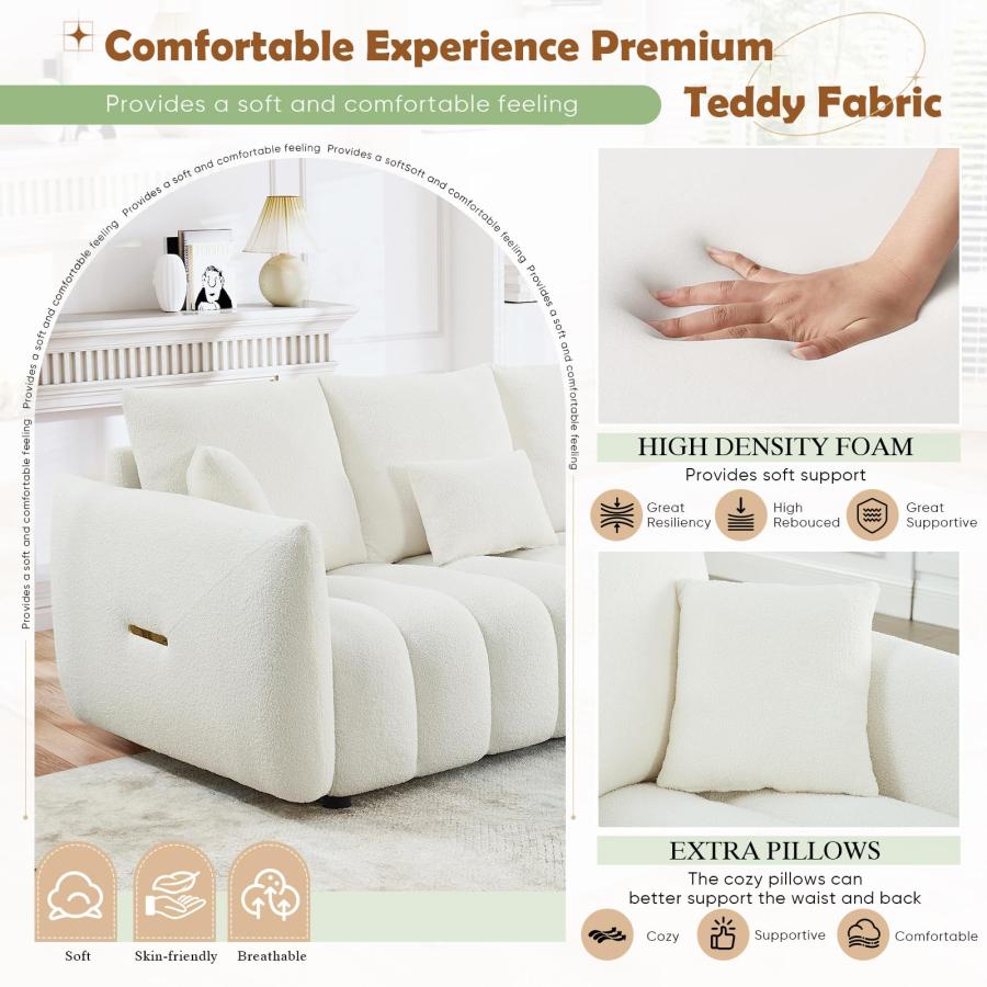 【並行輸入品】 2 Piece Teddy Living Room Sofa Set， Comfy Boucle Cloud 3 Seater_9