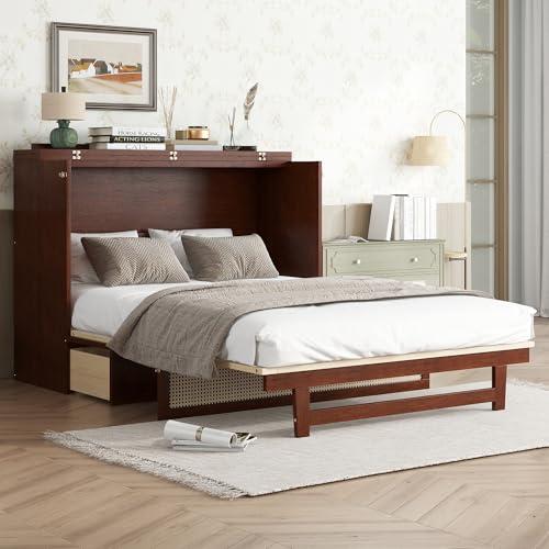 【並行輸入品】 SOFTSEA Queen Size Murphy Bed Cabinet with Storage Drawer， Queen_1