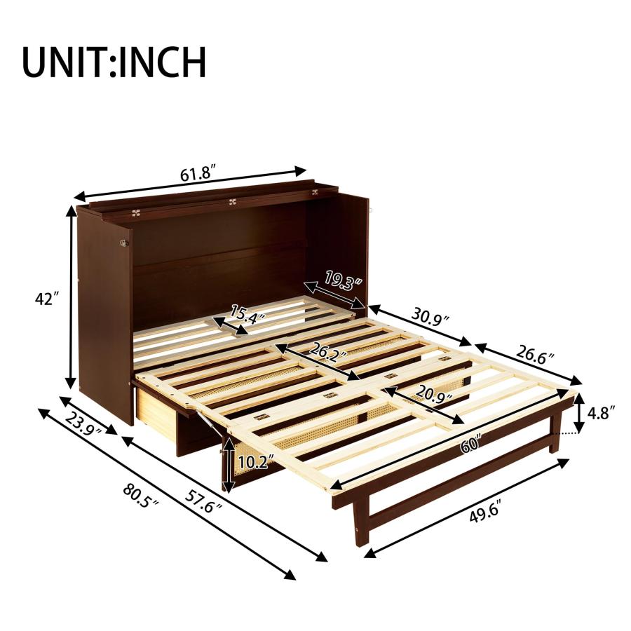 【並行輸入品】 SOFTSEA Queen Size Murphy Bed Cabinet with Storage Drawer， Queen_6