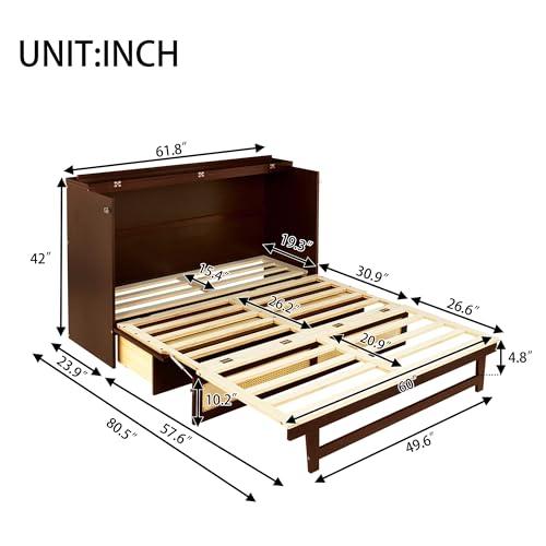 【並行輸入品】 SOFTSEA Queen Size Murphy Bed Cabinet with Storage Drawer， Queen_7