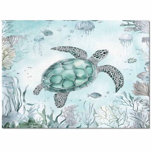 【並行輸入品】海洋屋内エリアラグ、海洋動物 シアン カメ クラゲ ソフト 抜けない カーペット フロアマット ゴム裏地 洗濯可能 スローラグ リ