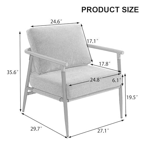 【並行輸入品】 Accent Chair， Upholstered Chenille Living Room Chair with Metal
