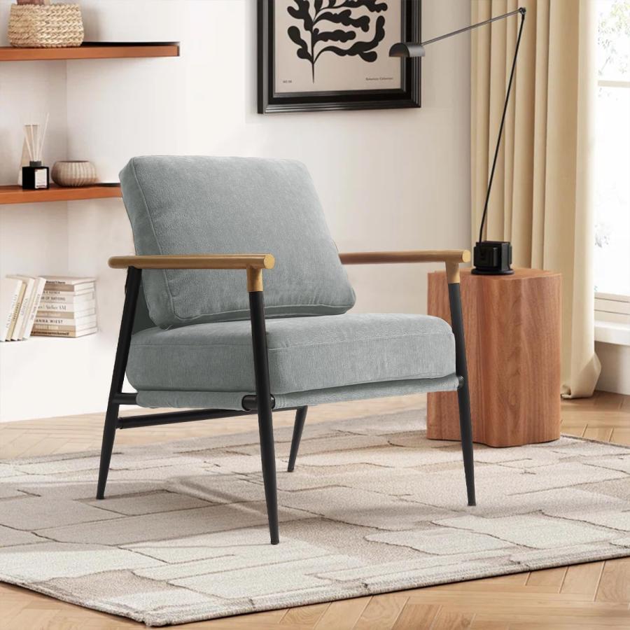 【並行輸入品】 Accent Chair， Upholstered Chenille Living Room Chair with Metal