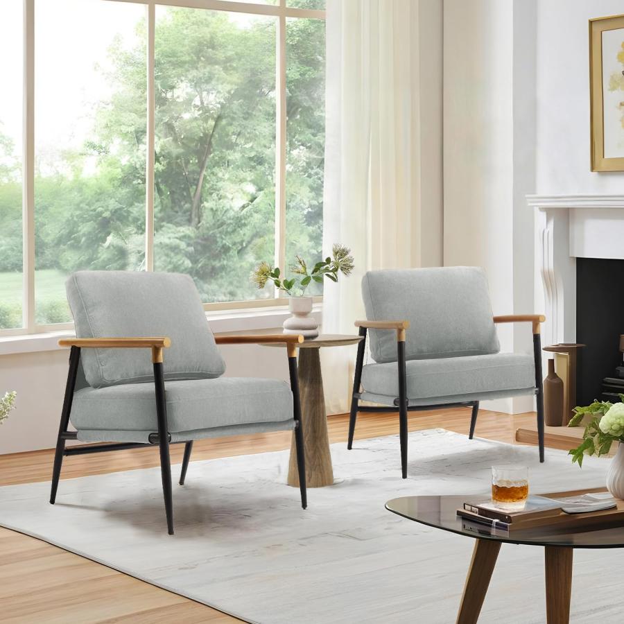 【並行輸入品】 Accent Chair， Upholstered Chenille Living Room Chair with Metal