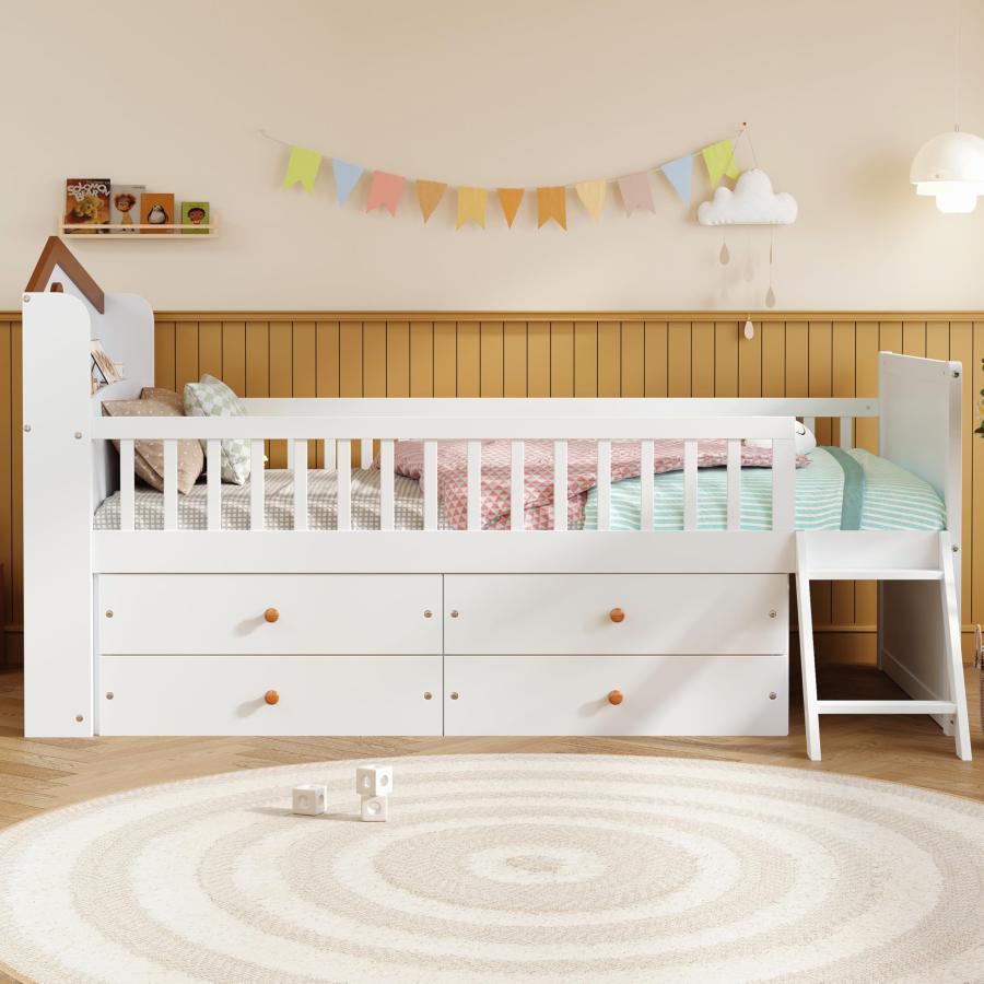 【並行輸入品】 Brabrety Modern Twin Size Wooden Platform Bed with 4 Drawers，Gua_3