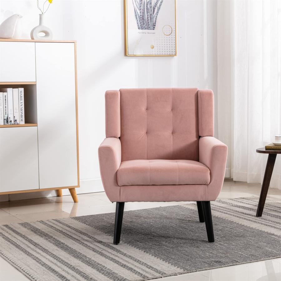 【並行輸入品】 Modern Soft Velvet Material Ergonomics Accent Chair Upholstered_9
