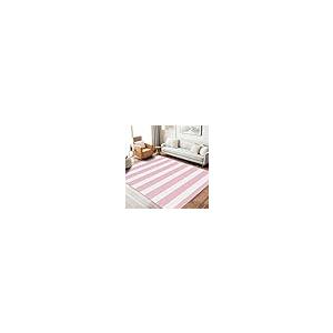 【並行輸入品】 Vzdrahelia 2x3 Pink and White Striped Rugs， Modern Minimalist Ho_2