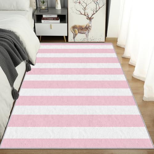 【並行輸入品】 Vzdrahelia 2x3 Pink and White Striped Rugs， Modern Minimalist Ho_7
